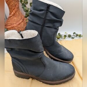 Rieker Women’s Ankle Boots Blue Fleece Lined Side Zip Comfort Shoes Size 42/11 M